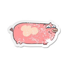 retro distressed sticker of a cartoon pig