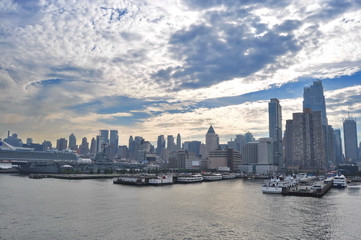Fototapeta na wymiar A View of New York City from Hudson River, USA