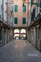 Fototapeta na wymiar Europe, Italy, Venice, a narrow city street