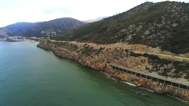 Aerial view of Garraf.  Castelldefels. Barcelona. Spain. Drone Video