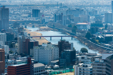 仙台市街広瀬川の風景