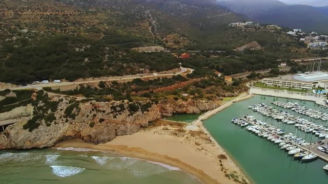 Aerial view of Garraf.  Castelldefels. Barcelona. Spain. Drone Video