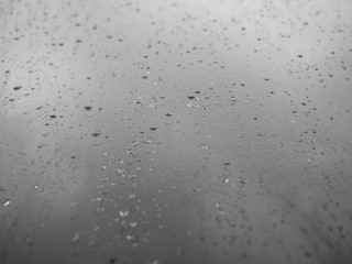 Rain drops on glass window. Shallow depth of field.