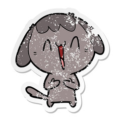 distressed sticker of a cute cartoon dog