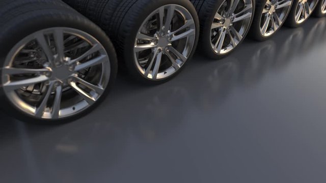 Alloy wheels tire auto cast  animation cyclic