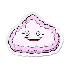 sticker of a cartoon happy pink cloud