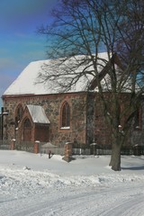village church in winter