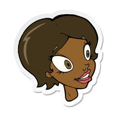 sticker of a cartoon pretty female face