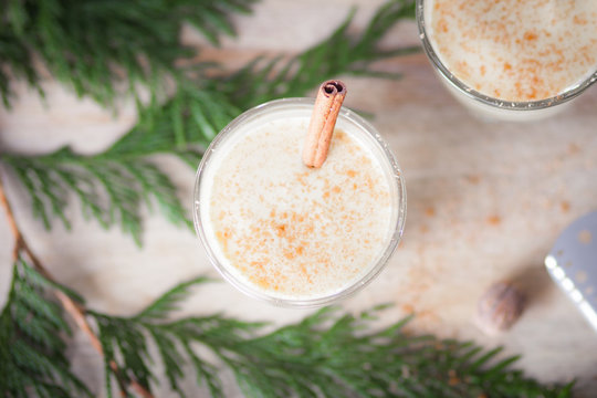 egg nog and evergreens