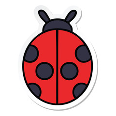 sticker of a cute cartoon lady bug