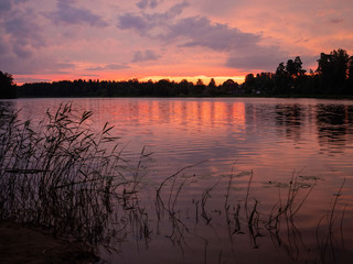 sunset over the lake