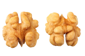 Walnuts isolated on white background top view