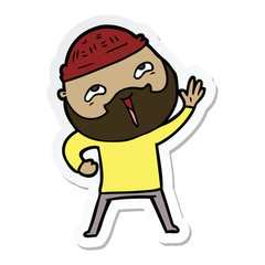 sticker of a cartoon happy bearded man