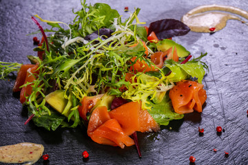 Salad with salmon and avocado