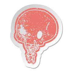distressed old sticker kawaii cute dead skeleton