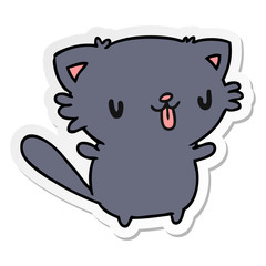 sticker cartoon of cute kawaii cat