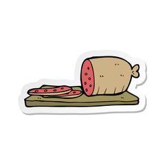 sticker of a cartoon sliced sausage
