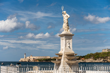 statue of neptune at the harbor of havana cuba