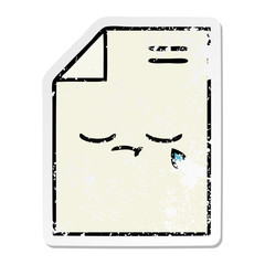distressed sticker of a cute cartoon sheet of paper