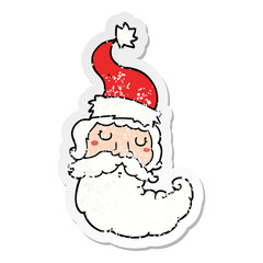 distressed sticker of a cartoon santa face