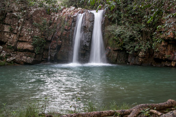 Fototapeta na wymiar Bonito Waterfall in Chapada dos Veadeiros, in the State of Goias, Brazil