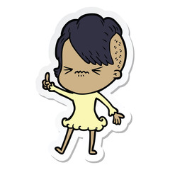 Obraz premium sticker of a cartoon annoyed hipster girl