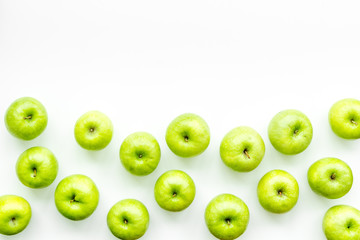 food pattern with green apples on white background top view space for text