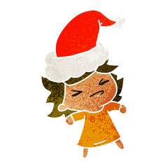 christmas retro cartoon of kawaii girl