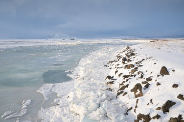 Frozen river, Iceland, Europe
