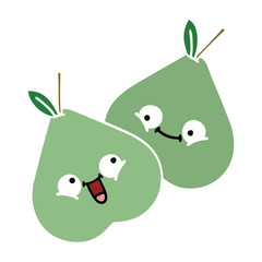 flat color retro cartoon green pear