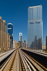 Fototapeta na wymiar View on Dubai metro skyscrapers and Sheikh Zayed Road towers ,United Arab Emirates