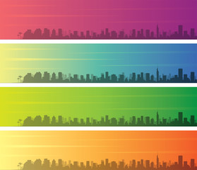 Tel Aviv Multiple Color Gradient Skyline Banner