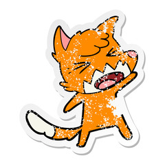 distressed sticker of a angry cartoon fox