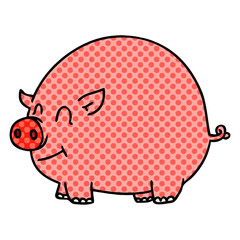 quirky comic book style cartoon pig