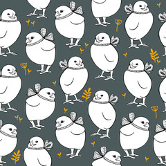 Seamless vector pattern with chickens