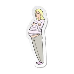 sticker of a cartoon pregnant woman