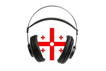 Photo of a headset with a CD with a flag of Georgia