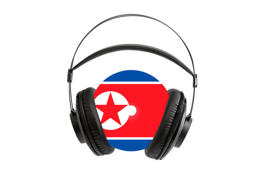 Photo of a headset with a CD with a flag of North Korea