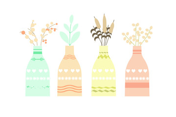 decorazione con vasi di fiori colorati