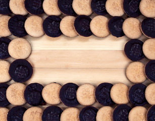 Jaffa Cakes picture frame - fun food background for design, parties & posters.