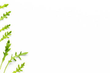 organic food pattern with green herbs on white background top view space for text