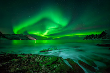 Fototapeta na wymiar Ersfjord aurora borealis