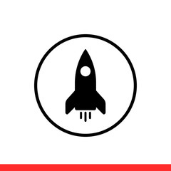 Rocket vector icon, campaign launch symbol. Simple, flat design for web or mobile app