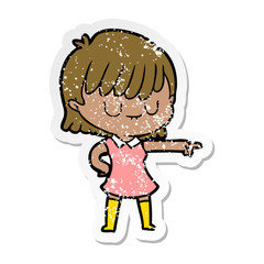 distressed sticker of a cartoon woman