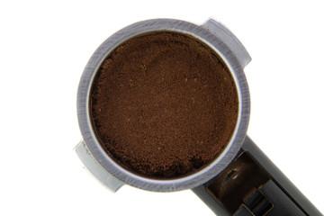 Filter Holder with ground coffee 