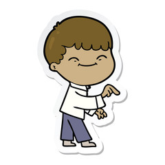 sticker of a cartoon happy boy