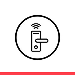 Wireless door vector icon, smart key symbol. Simple, flat design for web or mobile app