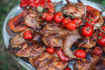 Grilled poultry quails