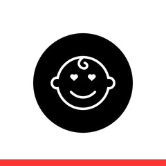 Baby face vector icon, child symbol. Simple, flat design for web or mobile app