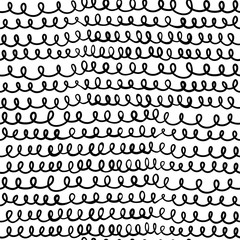 Vector doodle seamless pattern with curly lines in black and white for modern textile, sport clothing and graphic design - 253634671